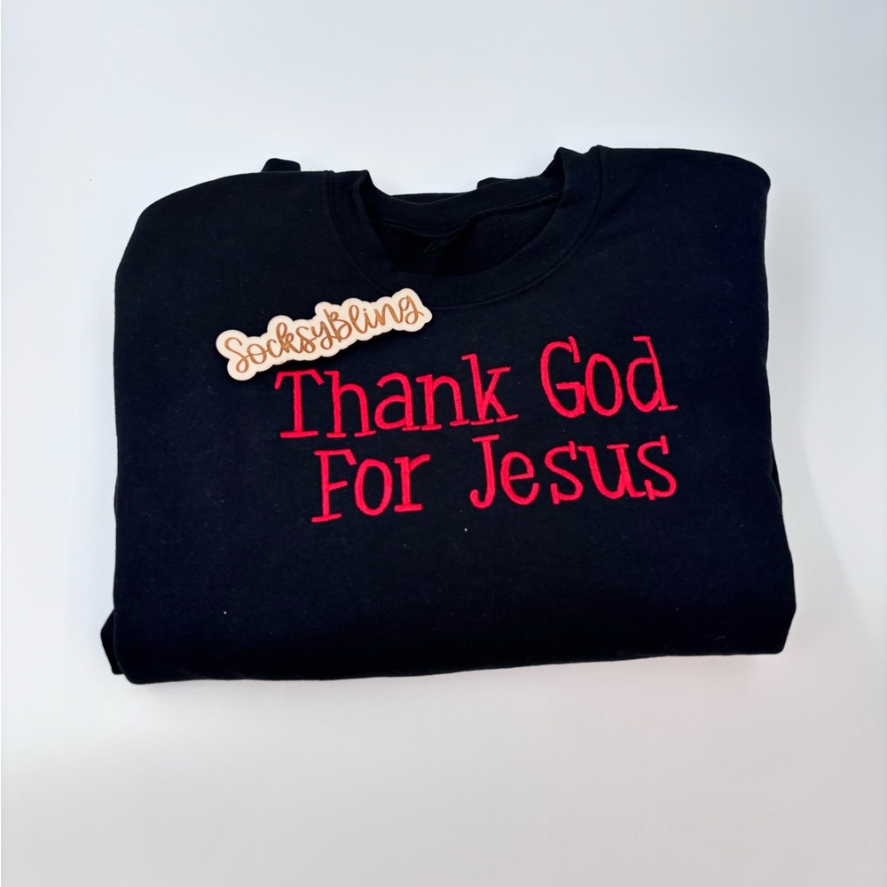 Black Sweatshirt with Red Embroidery